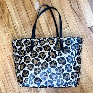 Rare Coach Wild Beast Leopard Print Gary Basemen Turn Lock Tote